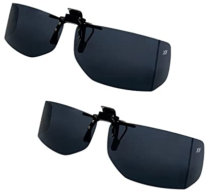 2 pack Clip On Flip Up Polarized Len wrap around Sunglasses Over Prescription Myopia Eyeglasses