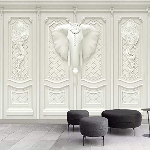 Papel Pintado 3D Mural De Pared Elefante Animal En Relieve Peel And Stick Mural Wallpaper Decor Paintings Adecuado Para La Sala De Estar Y El Dormitorio Tv Background Wall Art 140(ancho) x70(alto) cm