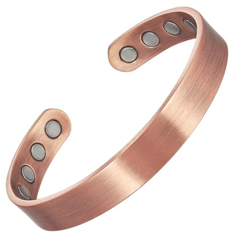 EnerCoppeX 3 500 Gauss armband för män och kvinnor, 99,99 % rent koppararmband, klassisk slät design, inkluderar 8 magneter (A)