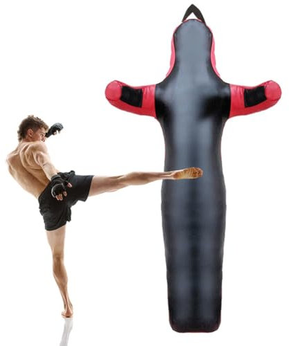 MMA Dummy Judo Grappling Dummy, Appendere Karate Training Manichino, Grappling Dummy in Pelle, Sacchi da Boxe Adulto, per Kick Boxing, Arti Marziali, Non Riempito (Color : B Black, Size : 175cm)
