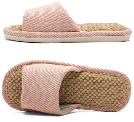 Czgcpyc Zapatillas de Lino y Tela Zapatillas de Interior para casa Zapatillas silenciosas para Todas Las Estaciones Unisex EU 37-38