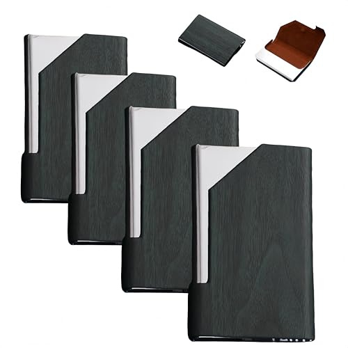 HJYDGJ Lot de 4 porte-cartes de visite fins en acier inoxydable - Porte-cartes de visite - Pour homme et femme - Support pour cartes de visite, Noir , 1, Porte-cartes de visite