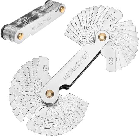 Szaboviktoria 52 Blätter Edelstahl Gewindelehre Metrisch Zoll, Metrisch 60° und Whitworth 55°, Feingewinde Messwerkzeug für 0,25-6,0 mm und 4 G - 62 G, Metrisch 24 Blatt und Zoll 28 Blatt