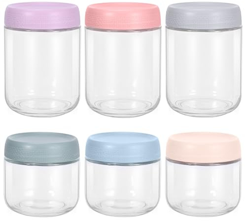 MumdoYAL 6 Pièces Bocaux En Verre, Pot En Verre Avec Couvercle, Bocal En Verre Avec Couvercle, Overnight Oats Jar, Bocaux En Verre Hermétique, Pour Salade, Chutney, Yaourt, Confiture, Marinade