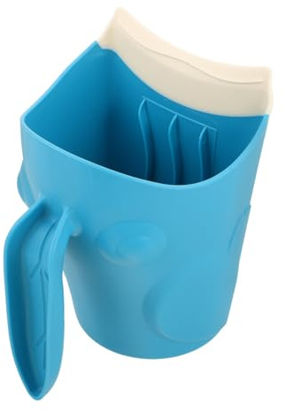 BELLIFFY Cartoon Bath Rinse Cup with Easy-Grip Handle for Curved Hair Washing Rinser Cup to Prevent Water in Eyes Safe Shampoo Shower Aid Blue Bath Accessory