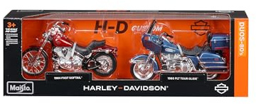 Maisto 1:18 Scale Harley Davidson Duos - 80s Series '80 FLT Tour Glide and '84 FXST Softail Diecast Motorcycles