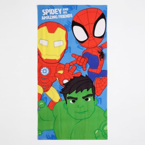 Toalla Spidey 70 x 140 cm Niño y Niña - Toalla Infantil Marvel Suave y Absorbente para Playa, Piscina y Natación, Toalla Infantil Verano 2-10 Años
