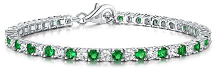 Diamond Treats 925 sterlingsilver tennisarmband för kvinnor och flickor, silverarmband med glittrande vita och färgade zirkoniastenar, sterlingsilver smycken presenter för kvinnor, 19 centimeters