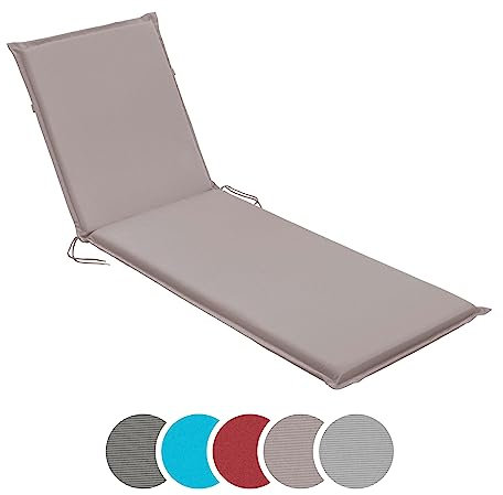 sleepling Auflage Gartenliege, Bequeme Liegenauflage, Polster Sonnenliege 190x58 cm, 6 cm dick, Befestigungsbänder, waschbar, Taupe