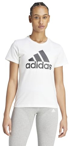 adidas Women's Essentials Logo Short Sleeve T-Shirt, White/Black, S