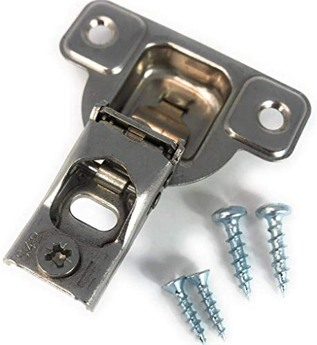Salice E-Centra Nickel-Plated Metal 106-degree 9/16 -inch Overlay Screw-on Face Frame Hinge with 2 Cams (5)