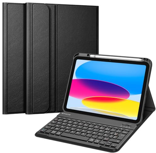 FINTIE Clavier pour iPad A16 11 11e Génération 2025 / iPad 10e Génération 10.9 2022, Coque avec Porte-Stylet, Multi-Angles, Clavier AZERTY sans Fil Bluetooth, Noir