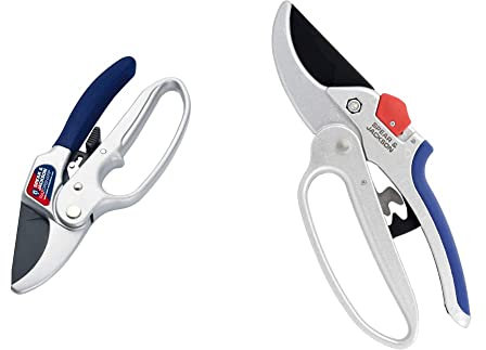 Spear and Jackson 6358RS Razorsharp Ratchet Anvil Secateurs, Silver & 6758GS Razorsharp Geared Anvil Secateurs
