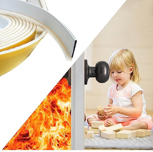 Flatro 5.2M Surface Mounted Self Adhesive Intumescent Seal Strip for Fire, Smoke, Draft and Insect Protection (1, White)