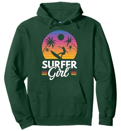 Retro Surfer Girl | Surfboard Surf | Surfer Damen Mädchen Pullover Hoodie