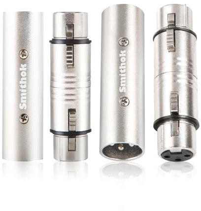 Smithok - Adaptador XLR, paquete de 4 (2 pares), 2 conectores XLR macho a macho y 2 conectores XLR hembra a hembra, adaptador XLR de 3 pines, conector cambiador de género, compatible con mezclador,
