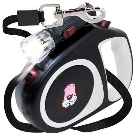 Retoo Rollleine für Hunde, 5 m, flexibles Band, bequemer Griff, robuste Ausziehleine