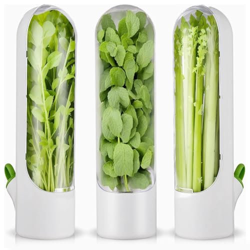 Puooifrty 3PCS Herb Saver for Refrigerator Herb Freshs Keeper for Cilantro,Parsley, Asparagus