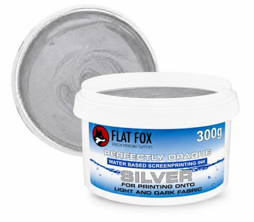 Perfectly Opaque Pearlescent Metallic Screen Printing Fabric Ink (Silver, 300g)