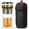 ZENS Modern Solo Tea Infuser Teapot, Smart One Touch Drip Tea Pot for Loose Tea Diffusers, Small Glass Gongfu Magic Teapot with 270ml Insulated Cup and Portable Tea Kits for Tea Lovers Gifts