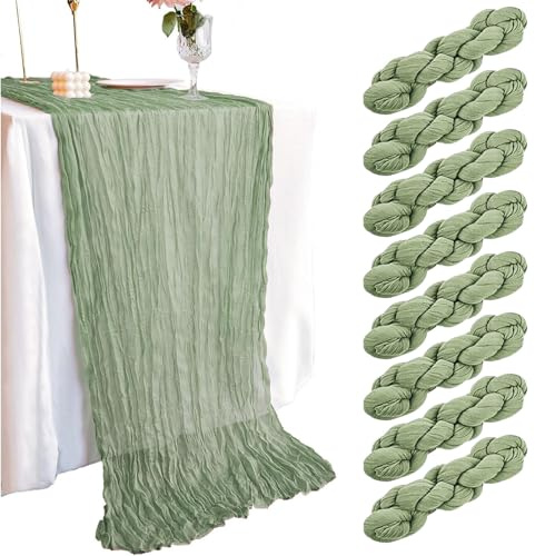 LOPYXBR - Juego de 8 caminos de mesa, 90x300 cm, estilo bohemio de gasa, para bodas y fiestas