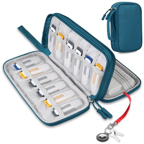 Lacdo USB-Flash-Laufwerk-Gehäuse, USB-Stick-Halter Hülle Tragbare Organizer Zubehör Elektronische Aufbewahrungstasche für San Disk/SamData/Samsung Jump Drive Memory Stick, Kabel, Mittlere Größe-Grün