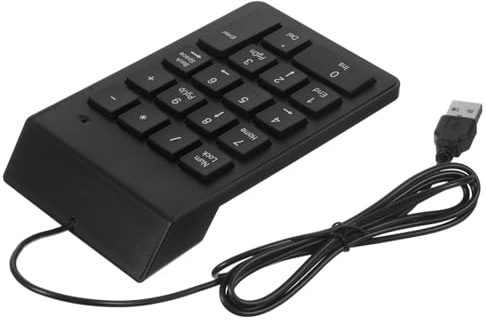 Artibetter Clavier Numérique Filaire USB 19 Touches Compact en Plastique pour Finance et Banques, Clavier pour Ordinateur Portable Rapide et Pratique