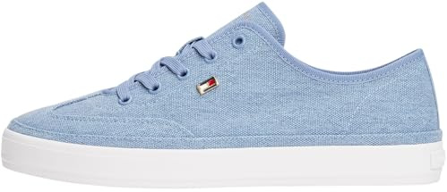 Tommy Hilfiger Donna Sneakers Vulcanizzate Washed Canvas Profilo Basso, Blu (Brisk Blue), 39