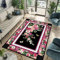 Kinderzimmerteppich, 160 x 250 cm, lila, rot, schwarz, Blumenmuster, weich und stilvoll, Kinderteppichläufer