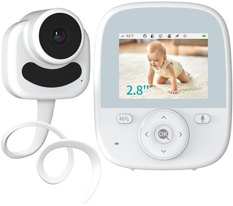 VIZOLINK 2.8” BabyPhone mit Kamera, Baby Monitor Ohne WLAN, 4000mAh Akku, HD Nachtsicht, VOX Modus, Gegensprechfunktion, 3XZoom, 8 Schlaflieder, Temperatursensor, 300m Reichweite, Schlauchhalter