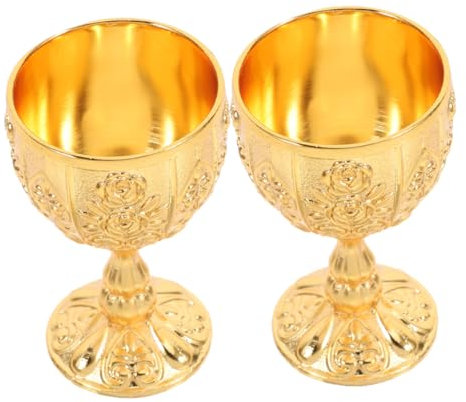 Luxshiny 2piezas Cáliz Medieval Vintage Copa De Vino Relieve Floral Copa Decorativa Para Bodas y Fiestas Cáliz Para Beber