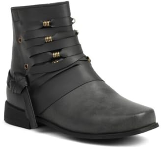 Stivaletti Donna retrò Punta Tonda con più Cinturini Tomaia in Pelle PU Durevole Tacco Basso Largo Facili da Indossare Casual Strada Ufficio Scarpe,Grigio,38 EU