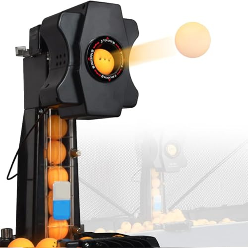 BEESOM Robot Tennis Table 50w,Machine Automatique Balles Ping-Pong avec Filet,9 Réglages Lanceur & Rotations Différentes,Robot Entraînement Exercice Et Jeux Sportifs,pour Clubs Et Apprentissage
