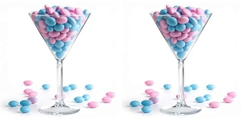Decoraparty Coppa Porta Confetti Trasparente, Calice Martini per Confettata Cerimonia Decora Tavola, Centrotavola Decorazione Gigante Grande per Caramelle, Cioccolatini 16 cm x 25 cm (Confezione da 2)