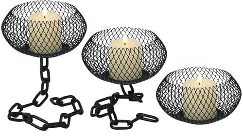 Wdmiya Candelabros para Velas 3 Piezas, Candelabros de Columna de Metal, Candelabros Decorativos Modernos Negro para Sala de Estar Comedor Fiesta Navidad Halloween, Decoración Vela