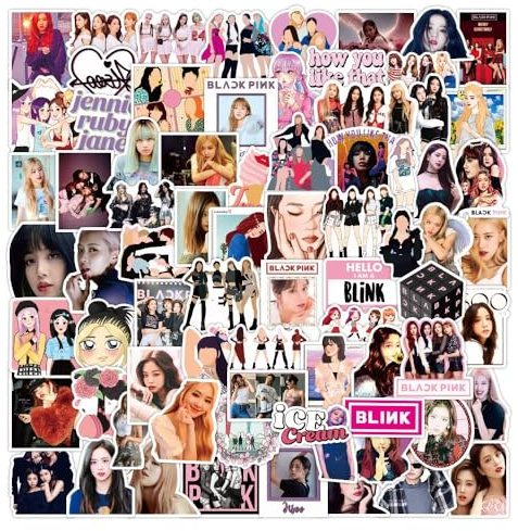 100 adesivi Kpop per laptop Hydroflask bagagli skateboard bici paraurti auto bottiglia d'acqua frigorifero bambola decorazione da parete finestra nero rosa decalcomania pacchetto lampeggiante