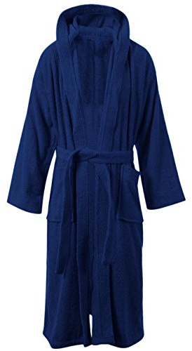 Stylo Online Unisex Mens Womens 100% Luxury Egyptian Cotton Super Soft Terry Towelling Bath Robe Ladies Dressing Gowns Towel Bathrobe Nightwear (UK, Alpha, One Size, Regular, Regular, Navy/Hooded)