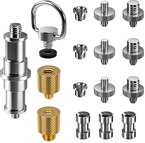 Ventvinal - Tornillo adaptador, 16 tornillos de 1/4 3/8 trípode tornillo de rosca adaptador para trípode, cámara, monopodo, rótula, flash luz soporte y lámpara de vídeo DSLR