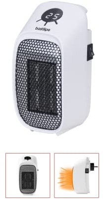 Bastilipo - Riscaldatore da bagno, elemento riscaldante PTC, 400W, con timer, MC-400