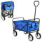 Bollerwagen faltbar Handwagen Gartenwagen Strandwagen, Transportkarre, Getränkehalter mit Seitentasche, Maximale Belastung 100kg, Outdoor, Strand, Camping, Einkaufen (Blau)