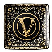 VERSACE - Virtus Gala Black Coppetta Ciotola Coppa Quadrata Nera 12 cm Porcellana