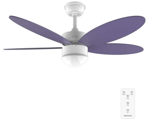Cecotec Ventilateur de plafond Energysilence Aero 4260 Purple, 40 W, Moteur DC, Diamètre 42”, 5 Lames Réversibles, Lumière LED, Télécommande, Minuterie, 6 Vitesses