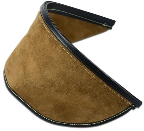 TRQWH Brown Welding Helmet Bib Extended Split Wrap-Around Leather Heat Resistant Helmet Bib with Press Fit Seal, for Most Welding Helmets