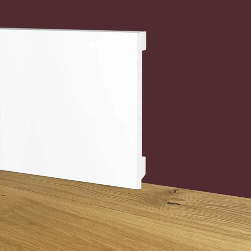 Battiscopa Zoccolino BIANCO Squadrato passacavo 120x15mm in POLIMERI - Polistrutturato (prezzo al metro)