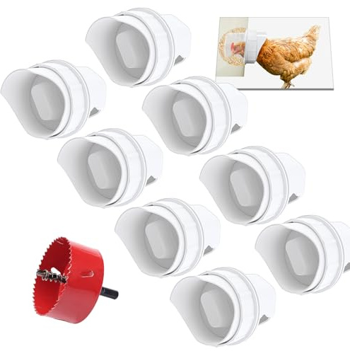 Comedero automático para pollo, kit de alimentación de aves de corral, apto para cubos, barriles, contenedores, canales (8)