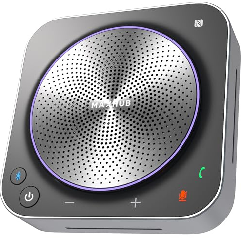 MAXHUB BM35 Wireless Bluetooth Microphone Conference Speakerphone, 360° Omnidirectional Sound Pickup 20ft Radius 8-Array Microphones, AI Noise Reduction NFC Wireless Quick Connection, 15H Talk Time