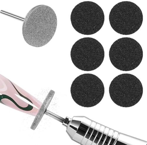 1 brocas de disco de lijado para uñas, Con 6 hojas de lija de recambio lima eléctrica para pies, discos removedores de piel dura, almohadillas de carburo de esmeril, almohadillas