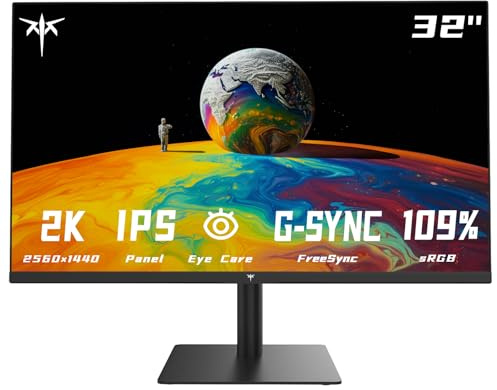 KTC Monitor 32 Zoll, WQHD 2560 x1440p IPS Panel 109% sRGB 100Hz HDMI DP Niedriges Blaulicht Augenschutz, 138 PPI HDR, H32T13