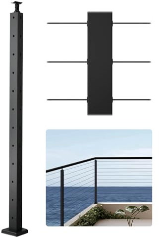 VEVOR Ringhiera per Recinzione da Balcone 1067x108x68 mm da Giardino Balcone Fori a Forma L in Acciaio Inox, Kit di Palo per Balaustrata da Terrazza, 1JZLGZXHS10607YXO001V0