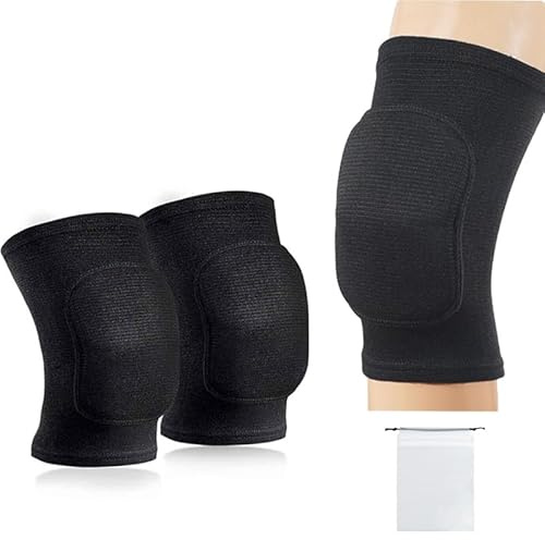 BCQTD 1 Pair Stretchy Knee Pads,Sports Accessories Kneepads for Men Women,Full Black Soft Brace Breathable,Sleeve Protective for Dance Volleyball Football Yoga Tennis Cycling Jogging (L)
